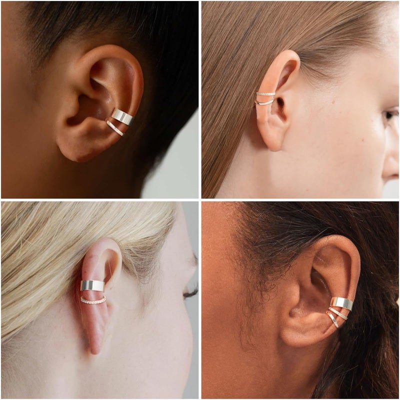 Funsanny Store Gold Ear Cuffs Earrings for Women Non Piercing - Clip on Cartilage Earrings Dainty 14K Gold Sterling Silver Plated Cubic Zirconia Huggie Hoop Earring for Women No Tarnish Trendy Jewelry Set - Image 5
